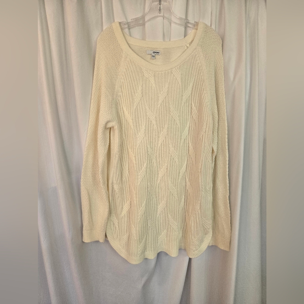 Sonoma Cream Cable Knit Winter Warm Sweater Size XXL